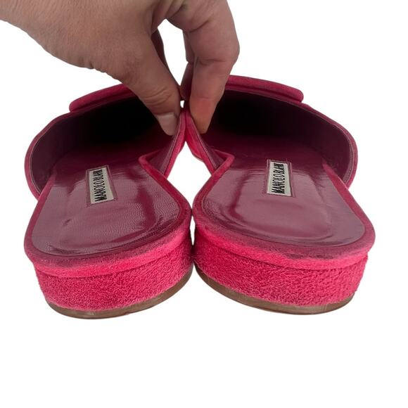 Manolo Blahnik Maysale Suede Flats In Pink - Picture 13 of 16
